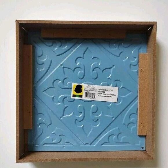 Lot of 3 Modern Cottage Decorative & Framed Ceiling Tile Plaque Wall Decor - Picture 5 of 11